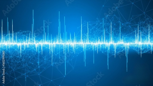 Creative Vector Background with Electric Blue Lines and Polygon Mesh