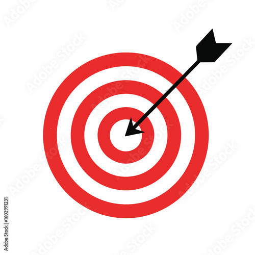 Simple bullseye target with black arrow hitting center