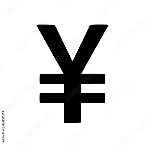 Bold black Yen currency symbol icon isolated on white background suitable for financial websites and applications