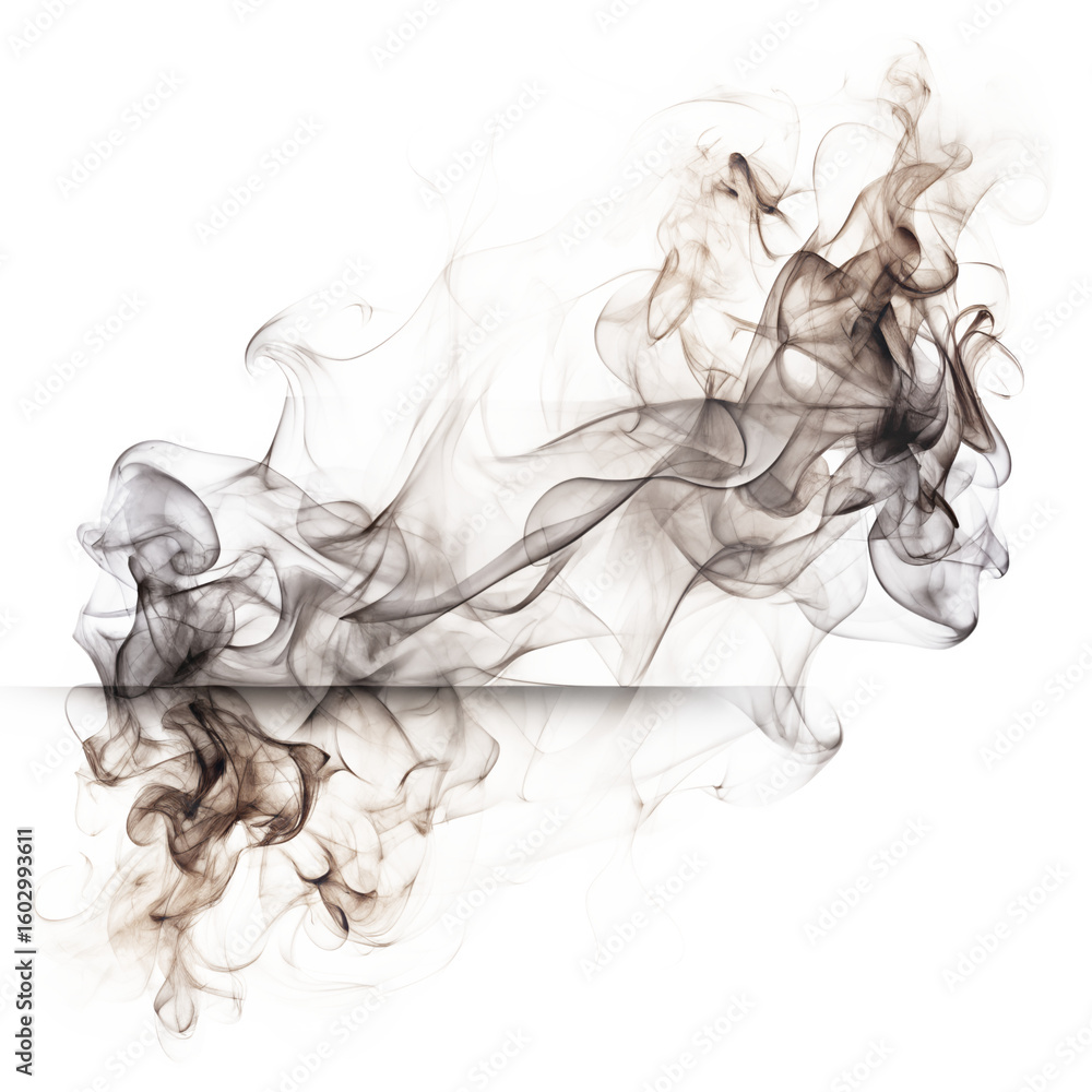 Fototapeta premium Graceful swirls of dark and light grey smoke on transparent background