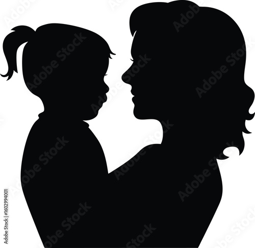 Silhouette illustration of mother and child bonding depicting love family togetherness and maternal affection for various design projects