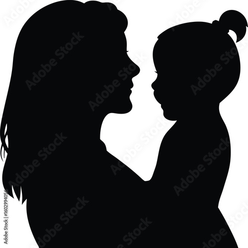 Silhouette of a mother and child sharing a tender moment of love and affection a representation of parental bonds and family happiness