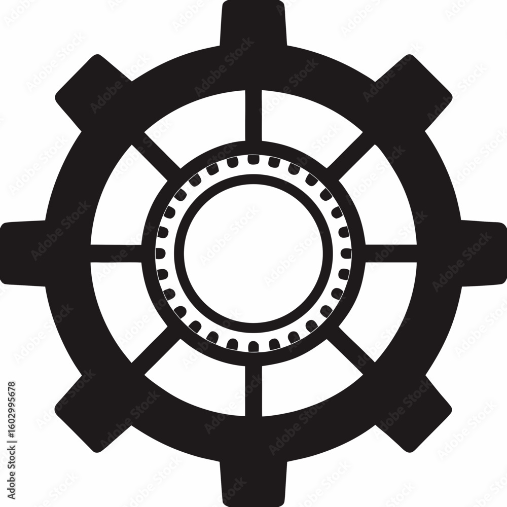 Obraz premium Simplified black gear icon with transparent background for design