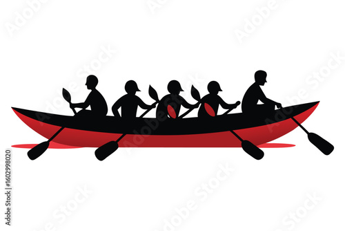 Silhouette Small Boats & Canoes Bundle – 6 Paddlers in Motion and Rest.