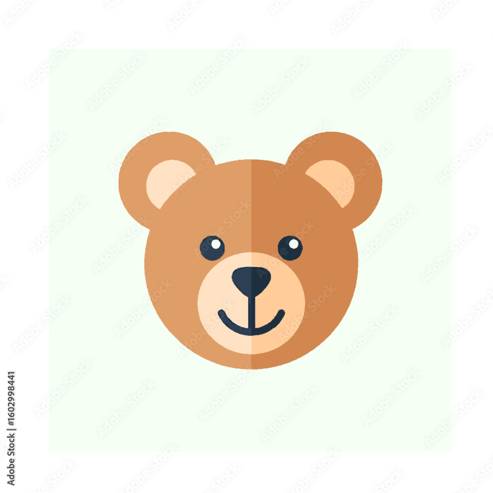 Fototapeta premium Cute Teddy Bear Face Icon with Rounded Ears and Friendly Expression