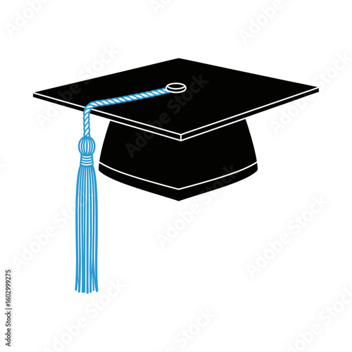 A graphic illustration of a graduation cap with a blue tassel, symbolizing academic achievement and success
