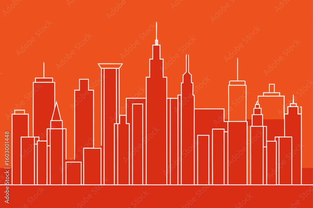 Obraz premium Growth and success are soaring in the urban market, depicted by a finance chart vector illustration with an upward arrow pointing towards a towering city