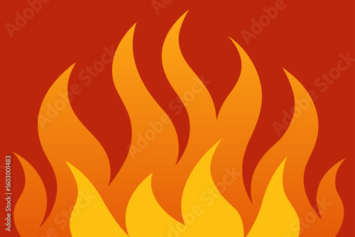 Vibrant vector flames illustrate the hot, burning danger of an inferno, a fiery symbol of heat and light