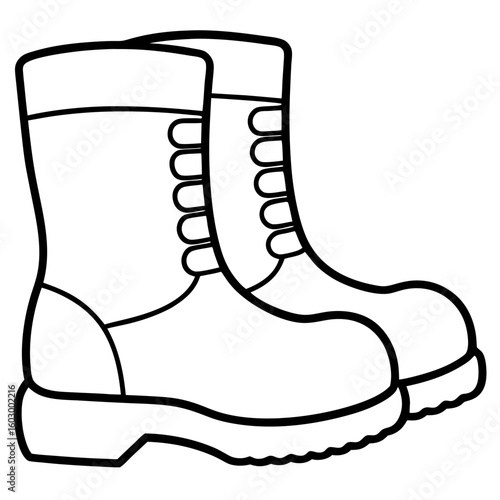 Minimalist Winter Boots Line Art