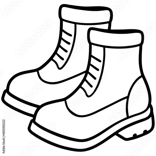 Minimalist Winter Boots Line Art