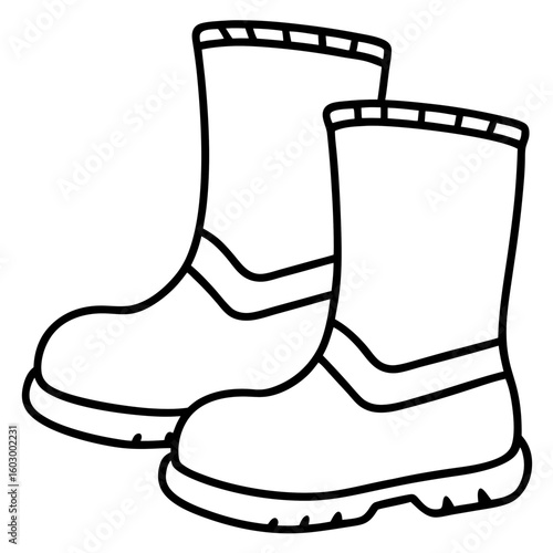 Minimalist Winter Boots Line Art