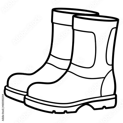 Minimalist Winter Boots Line Art