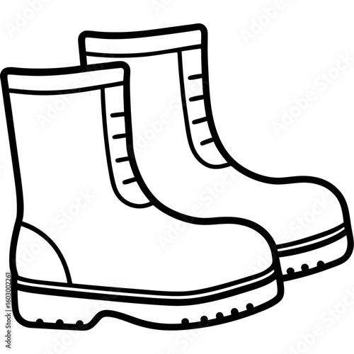 Minimalist Winter Boots Line Art