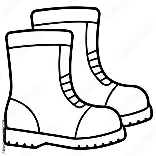 Minimalist Winter Boots Line Art