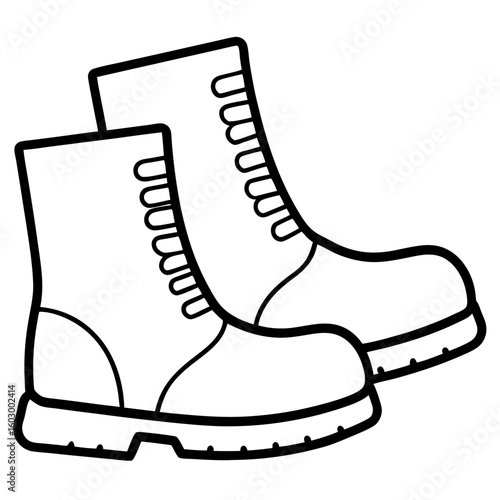 Minimalist Winter Boots Line Art