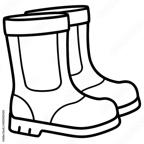 Minimalist Winter Boots Line Art