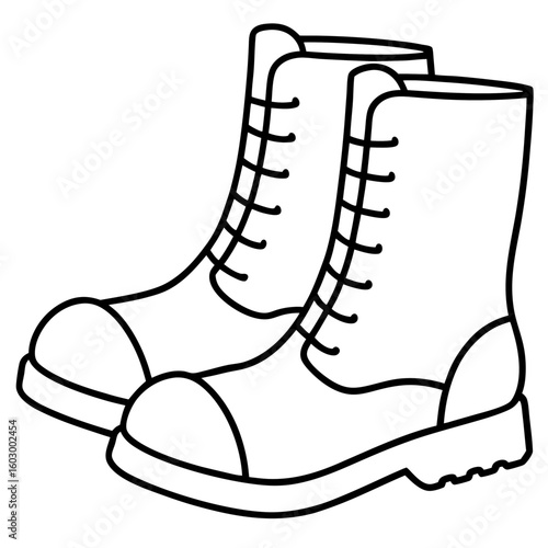 Minimalist Winter Boots Line Art