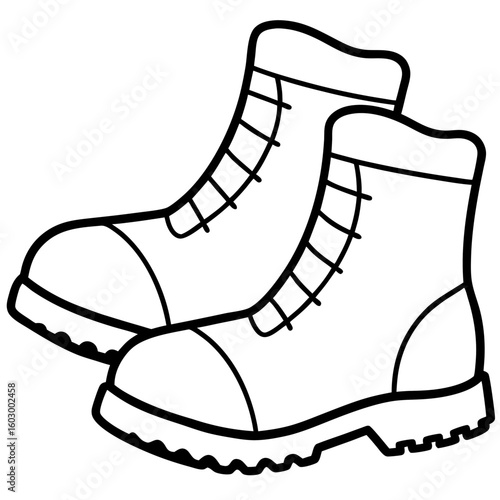 Minimalist Winter Boots Line Art