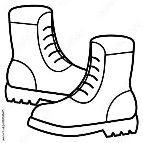 Minimalist Winter Boots Line Art