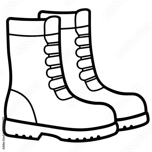 Minimalist Winter Boots Line Art