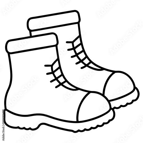 Minimalist Winter Boots Line Art