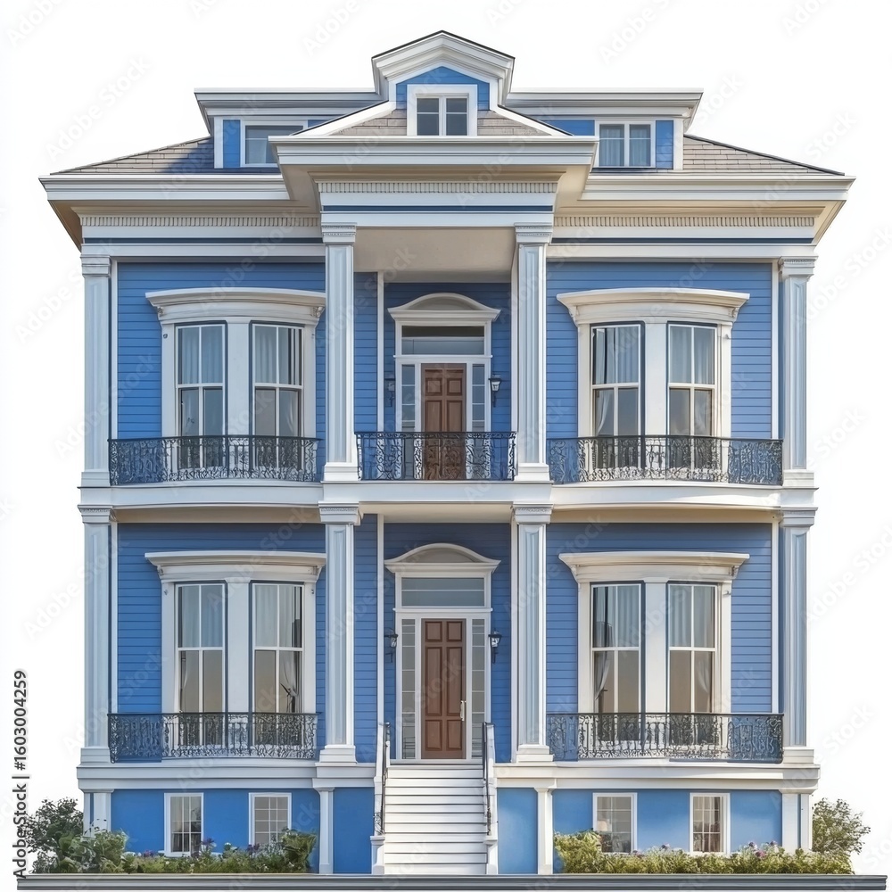 Fototapeta premium A stunning photorealistic rendering of a classic colonial duplex house.