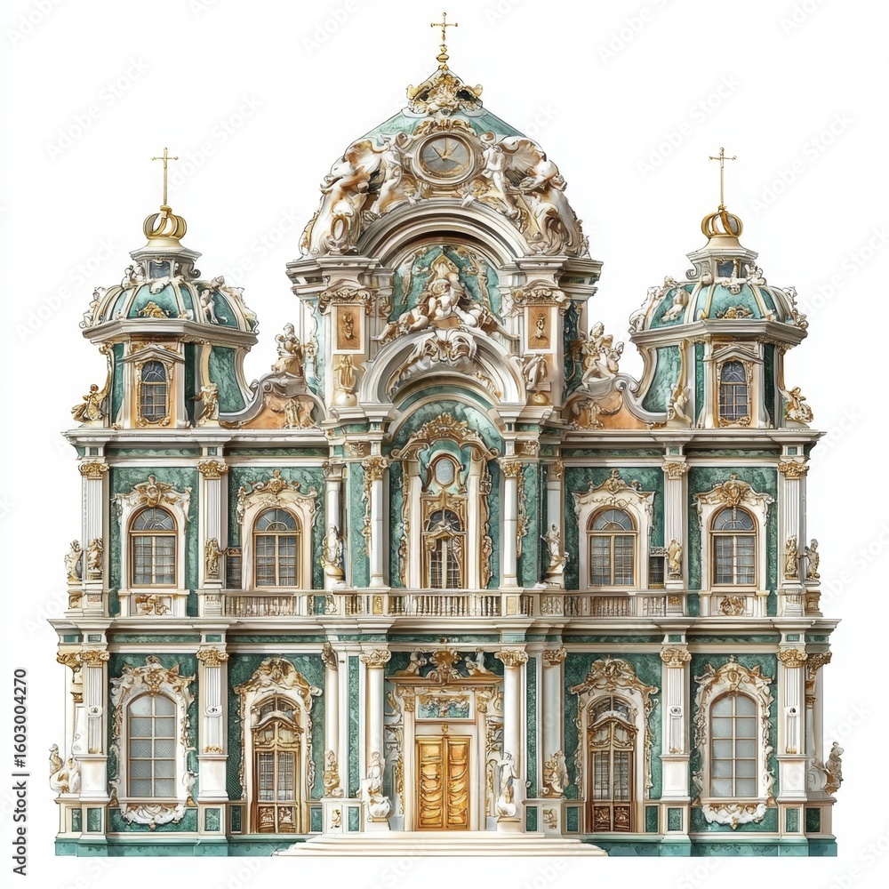 Naklejka premium A stunning photo-realistic illustration of an extravagant Baroque palace.