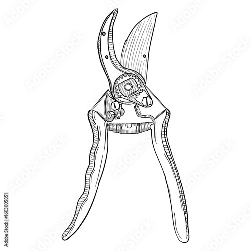 pruning shears vector sketch line art hand drawn illustration 