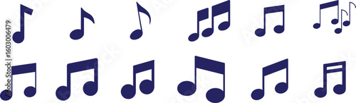 Musical Note Icons set of music note melody notes. key composition musical song. Music note symbols with Vector illustration.