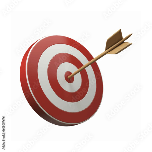 Bullseye Precision: An arrow hits a bullseye, symbolizing perfect accuracy, target achievement, strategic focus, and hitting the mark in a clean shot.