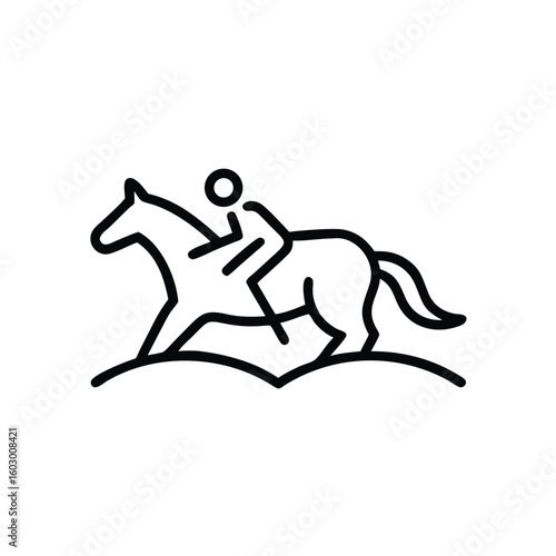 Minimalist Line Art Person Riding Horseback Simple Equestrian Design Illustration