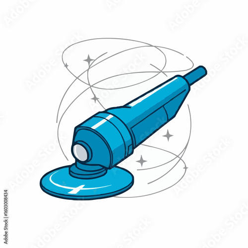 Electric angle grinder with swirling energy effect in illustration  