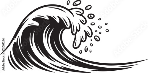 Ocean Wave Vector Illustration with Foam and Bubbles Sea Element