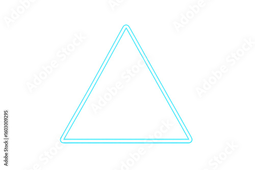 Luminous neon triangle illuminating transparent surface, casting vibrant geometric glow with modern abstract design aesthetic