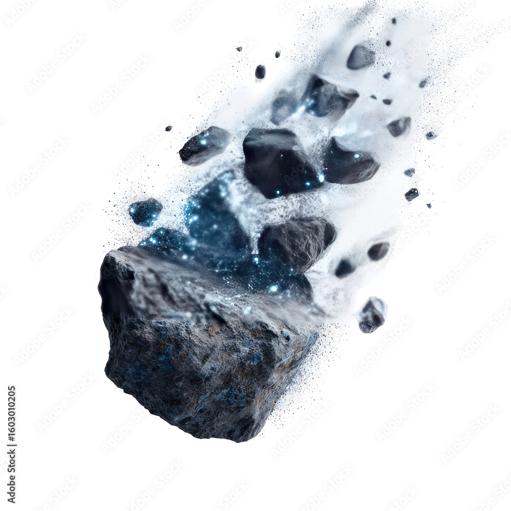 Naklejka premium Exploding rock, icy shards