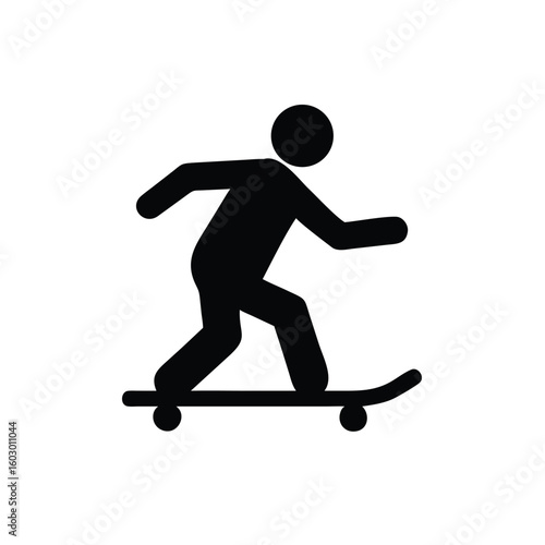 Silhouette of Person Skateboarding Mid Trick Action Sports Vector Graphic