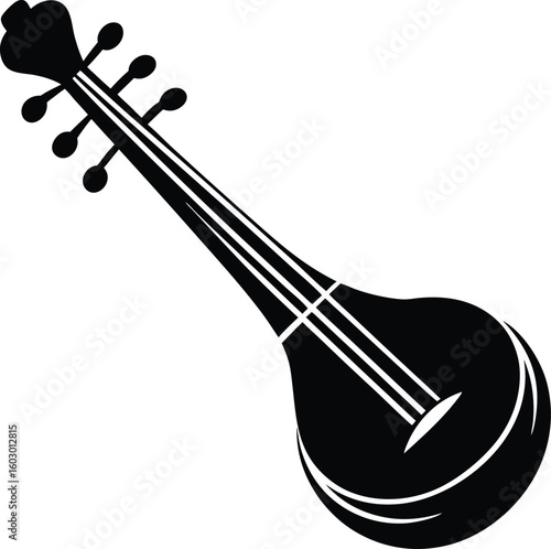 A Stylized Silhouette of a Traditional Stringed Musical Instrument new 2025 trendy