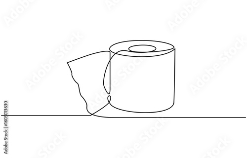 Continuous single line art of paper roll. One line drawing of a roll of printer paper, Vector continuous one line toilet paper illustration
.
