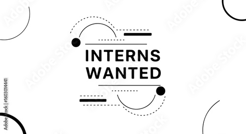 Vector art of interns wanted text with a modern graphic design