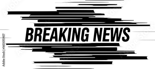 Vector art of breaking news headline with bold text and dynamic abstract lines