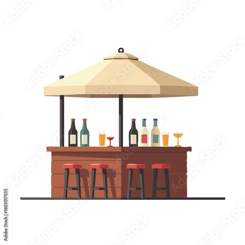 Open air bar tent, outdoor bar stall with festive mood, serving drinks