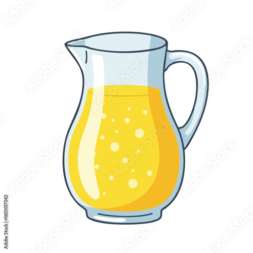 Vector illustration of pitcher with lemonade flat style on white background, summer beverage