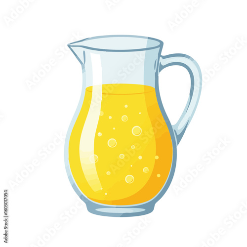 Vector illustration of pitcher with lemonade flat style on white background, summer beverage
