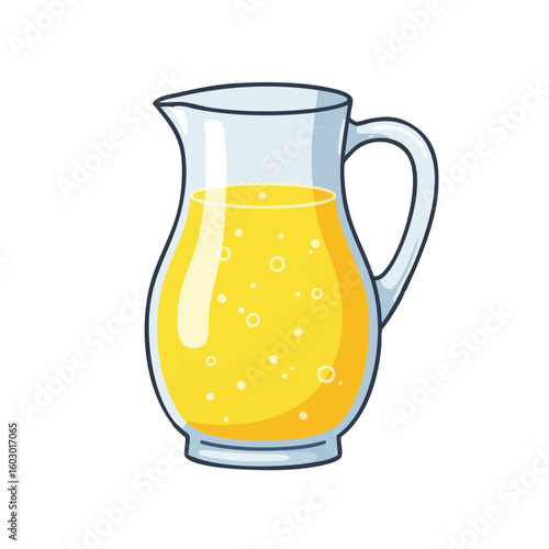 Vector illustration of pitcher with lemonade flat style on white background, summer beverage