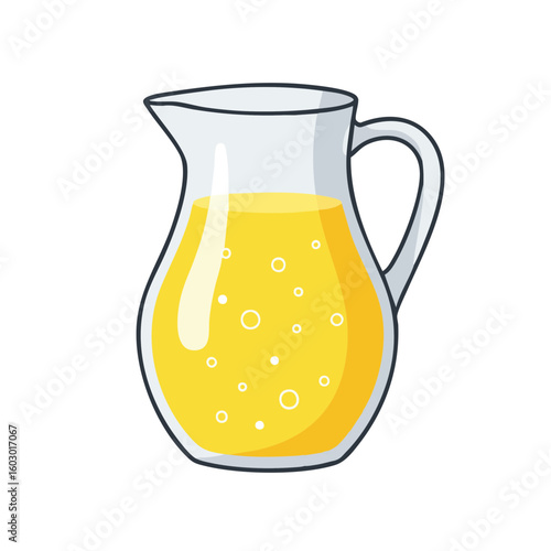 Vector illustration of pitcher with lemonade flat style on white background, summer beverage