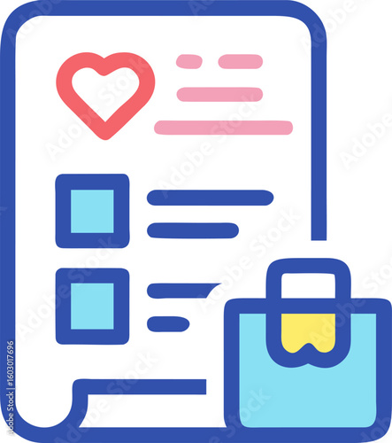 product wishlist vector icon on white or transparent background. supermarket icons. Editable and Printable sticker.