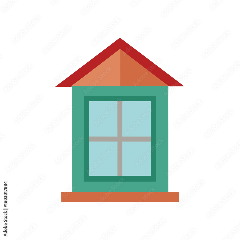 Flat Cartoon Mini Garden Shed Window Outdoor Storage Building Design Flat Cartoon Mini Garden Shed Window Outdoor Storage Building Design