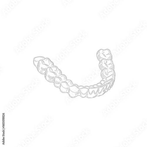 A line drawing shows clear aligners for teeth straightening representing modern orthodontic treatment