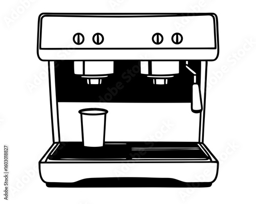 Commercial espresso machine with cup silhouette