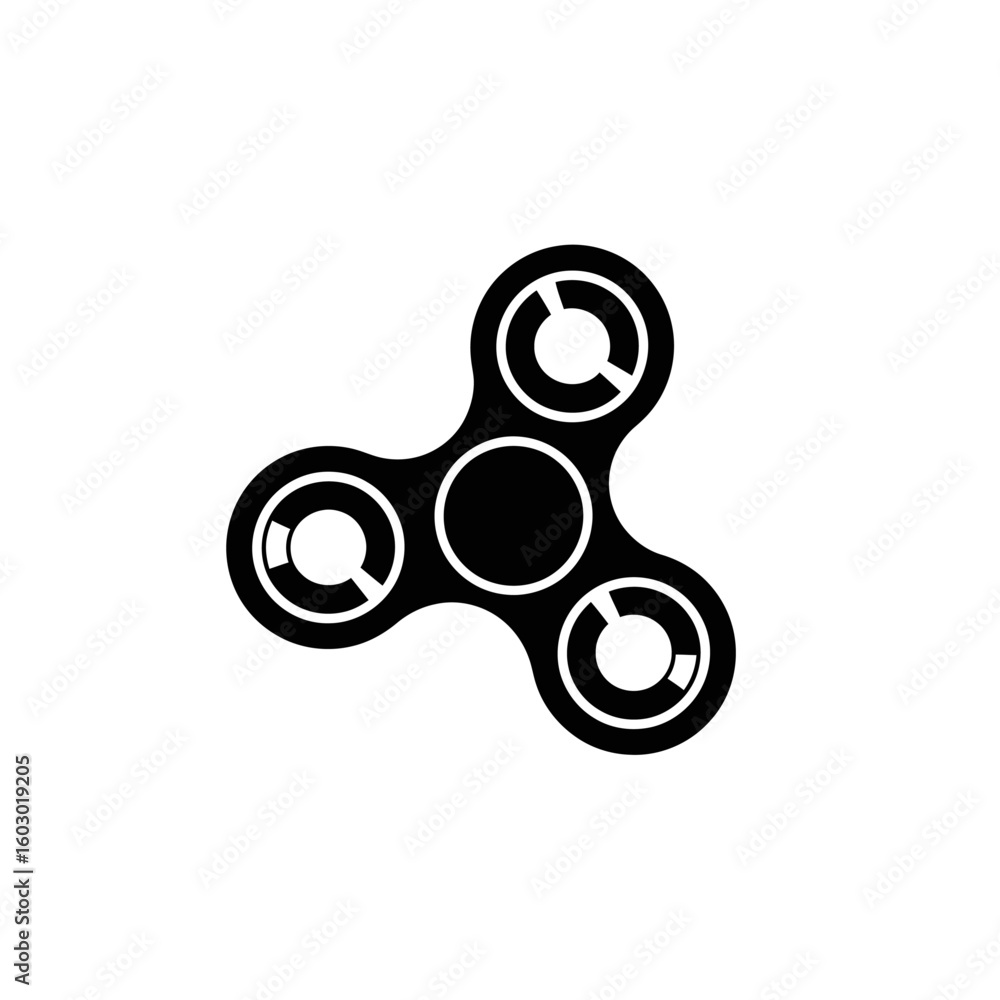 A black fidget spinner is isolated on a white background A black fidget spinner is isolated on a white background